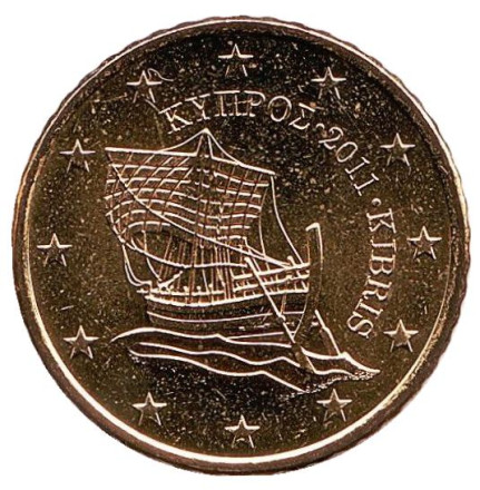 Монета 50 центов. 2011 год, Кипр.