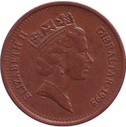 Монета 2 пенса. 1995 год, Гибралтар. Маяк. (AB). Магнитная.