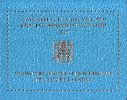 Монета 2 евро. 2019 год, Ватикан. 25 лет завершению реставрации Сикстинской капеллы.