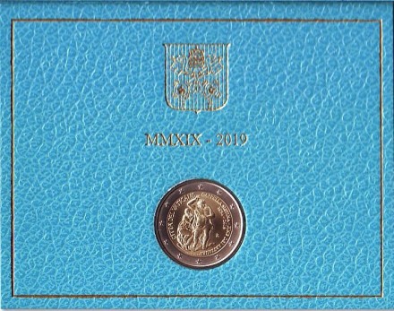Монета 2 евро. 2019 год, Ватикан. 25 лет завершению реставрации Сикстинской капеллы.