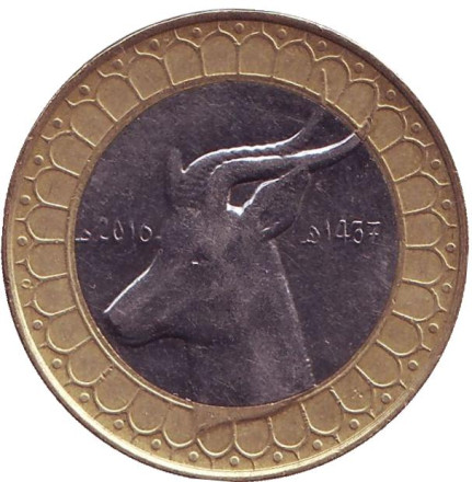 Монета 50 динаров. 2016 год, Алжир. Газель.