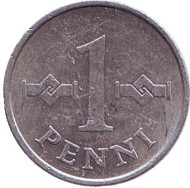 Монета 1 пенни. 1977 год, Финляндия. Монета 1 пенни. 1977 год, Финляндия.