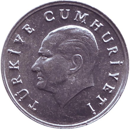 Монета 1 лира. 1986 год, Турция.