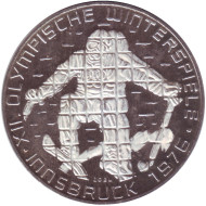 Монета 100 шиллингов. 1975 год, Австрия. XII зимние Олимпийские Игры. Инсбрук 1976. Лыжник. (Отметка - орел). Proof. Монета 100 шиллингов. 1975 год, Австрия. XII зимние Олимпийские Игры. Инсбрук 1976. Лыжник. (Отметка - орел). Proof.