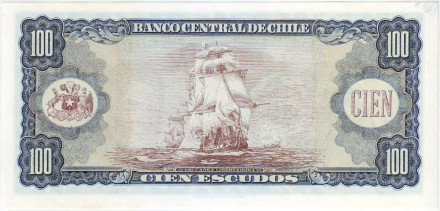 Банкнота 100 эскудо. 1962-1975 гг., Чили. Мануэль Ренгифо.