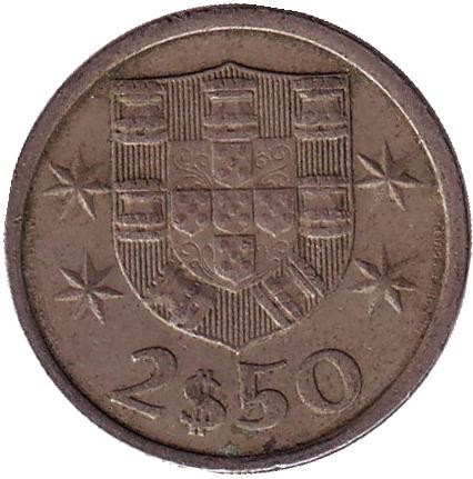Монета 2,5 эскудо. 1974 год, Португалия. Монета 2,5 эскудо. 1974 год, Португалия.