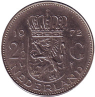 Монета 2,5 гульдена, 1972 год, Нидерланды. Монета 2,5 гульдена, 1972 год, Нидерланды.