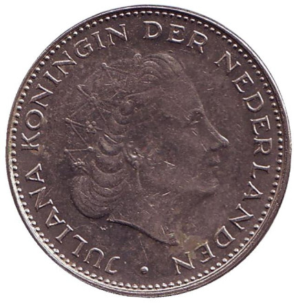 Монета 2,5 гульдена, 1972 год, Нидерланды.