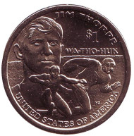Монета 1 доллар, 2018 год (D), США. Сакагавея. (Джим Торп). Серия "Коренные американцы". Монета 1 доллар, 2018 год (D), США. Сакагавея. (Джим Торп). Серия "Коренные американцы".