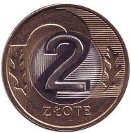 Монета 2 злотых. 2017 год, Польша. Монета 2 злотых. 2017 год, Польша.