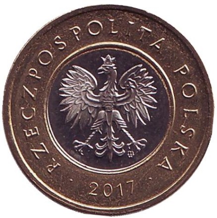 Монета 2 злотых. 2017 год, Польша.
