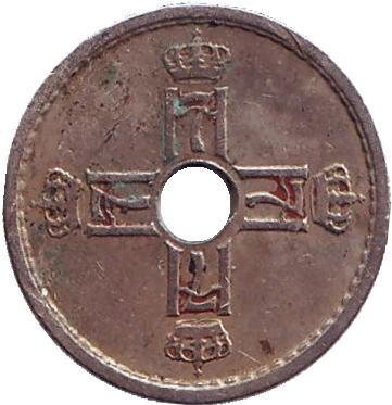 Монета 25 эре. 1939 год, Норвегия.