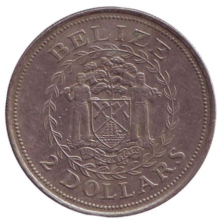 Монета 2 доллара. 1998 год, Белиз. 200 лет сражению при Сент-Джордж Кей.