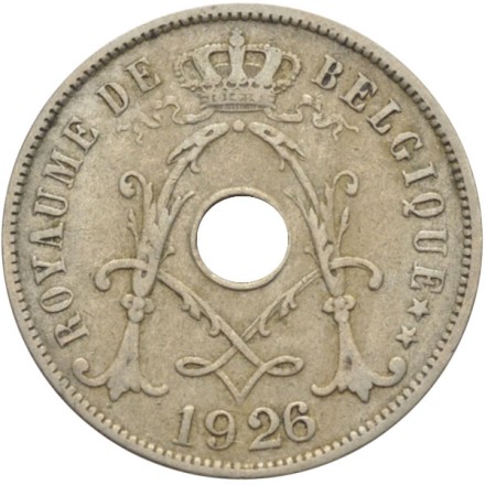 Монета 25 сантимов. 1926 год, Бельгия. (Belgique)