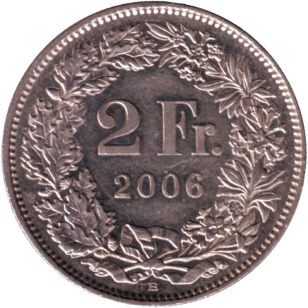 Монета 2 франка. 2006 год (В), Швейцария. Гельвеция.