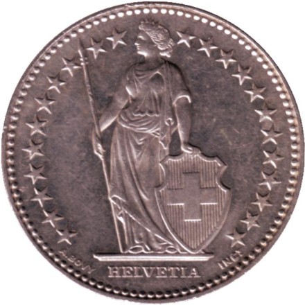 Монета 2 франка. 2006 год (В), Швейцария. Гельвеция. Монета 2 франка. 2006 год (В), Швейцария. Гельвеция.