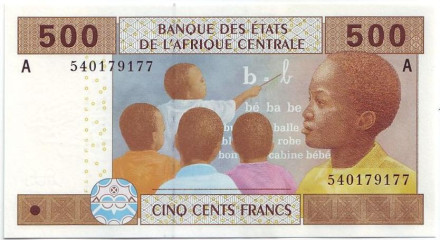 Банкнота 500 франков. 2002 год, Центральные Африканские штаты. (Литера "A" - для Габона).
