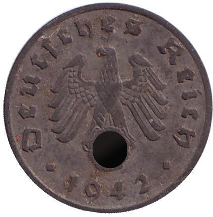 Монета 1 рейхспфенниг. 1942 год, Германия (Третий Рейх). (A).