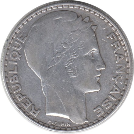 Монета 20 франков. 1933 год, Франция. Монета 20 франков. 1933 год, Франция.