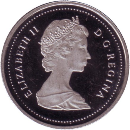 Монета 10 центов. 1987 год, Канада. (Proof). Парусник.