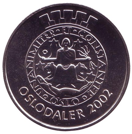 50 лет Зимним Олимпийским играм 1952 года в Осло. Памятный жетон, 2002 год, Норвегия. 50 лет Зимним Олимпийским играм 1952 года в Осло. Памятный жетон, 2002 год, Норвегия.