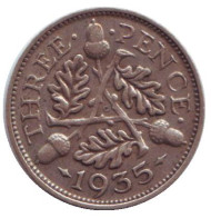 Монета 3 пенса. 1935 год, Великобритания. Монета 3 пенса. 1935 год, Великобритания.