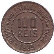 Монета 100 рейсов. 1935 год, Бразилия. Монета 100 рейсов. 1935 год, Бразилия.