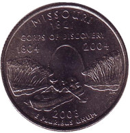 Монета 25 центов (D). 2003 год, США. Миссури. Штат № 24. Монета 25 центов (D). 2003 год, США. Миссури. Штат № 24.