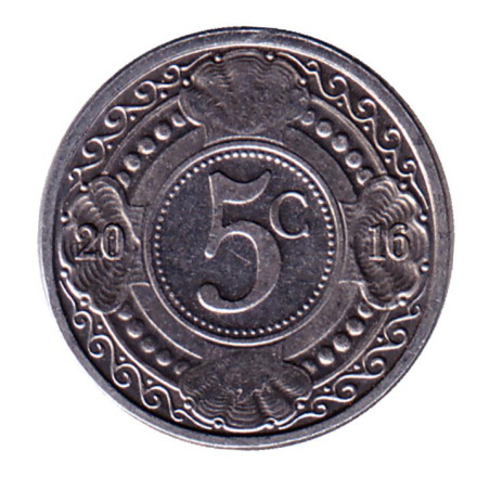 Монета 5 центов. 2016 год, Нидерландские Антильские острова.