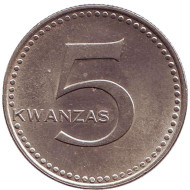 Монета 5 кванза. 1977 год, Ангола. Провозглашение независимости Анголы 11 ноября 1975 года. Монета 5 кванза. 1977 год, Ангола. Провозглашение независимости Анголы 11 ноября 1975 года.