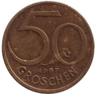 Монета 50 грошей. 1967 год, Австрия. Монета 50 грошей. 1967 год, Австрия.