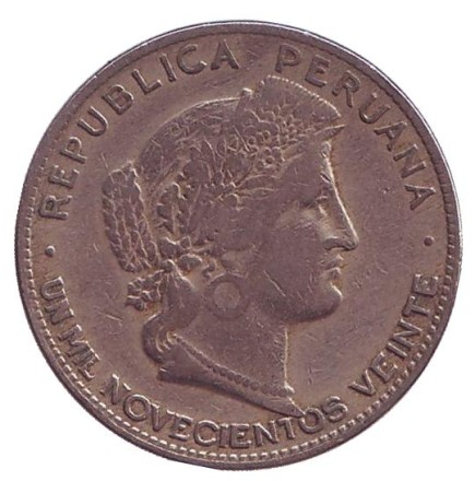 Монета 20 сентаво. 1920 год, Перу. Монета 20 сентаво. 1920 год, Перу.