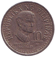Монета 10 сентимо. 1982 год, Филиппины.