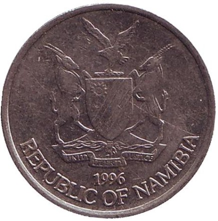 Монета 10 центов. 1996 год, Намибия. Акация.