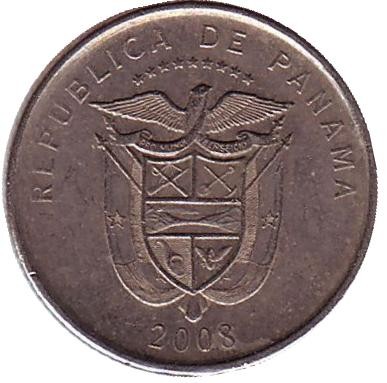 Монета 1/10 бальбоа. 2008 год, Панама. Васко Нуньес де Бальбоа. Монета 1/10 бальбоа. 2008 год, Панама. Васко Нуньес де Бальбоа.