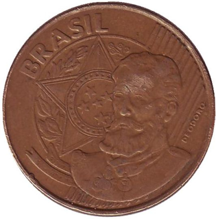 Монета 25 сентаво. 2002 год, Бразилия. Мануэл Деодору да Фонсека.