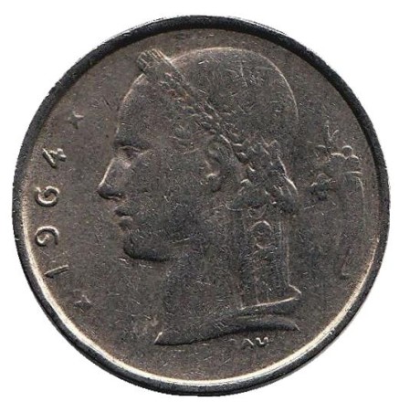 Монета 1 франк. 1964 год, Бельгия. (Belgie) Монета 1 франк. 1964 год, Бельгия. (Belgie)