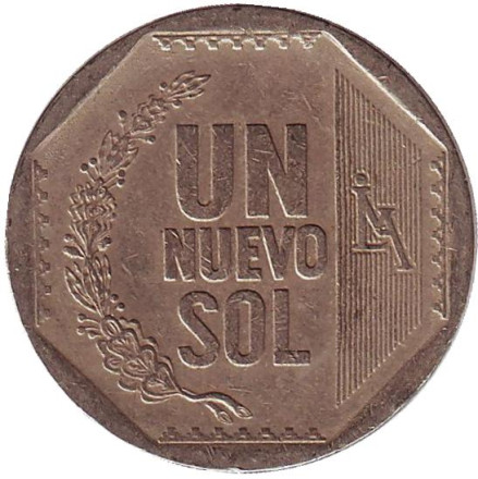 Монета 1 новый соль. 2005 год, Перу.