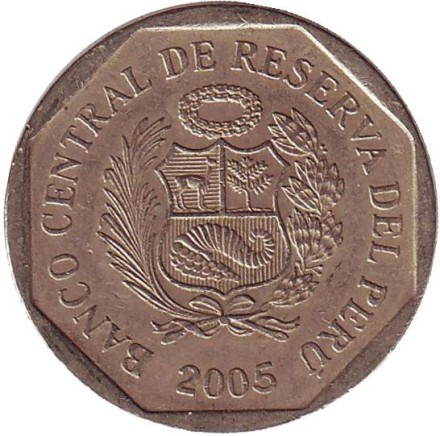 Монета 1 соль. 2005 год, Перу. Монета 1 соль. 2005 год, Перу.