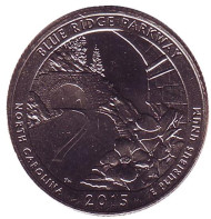 Монета 25 центов (D). 2015 год, США. Автомагистраль Блу-Ридж. Парк № 28. Монета 25 центов (D). 2015 год, США. Автомагистраль Блу-Ридж. Парк № 28.