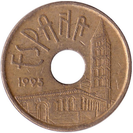 Монета 25 песет. 1995 год, Испания. Из обращения. Кастилия и Леон.