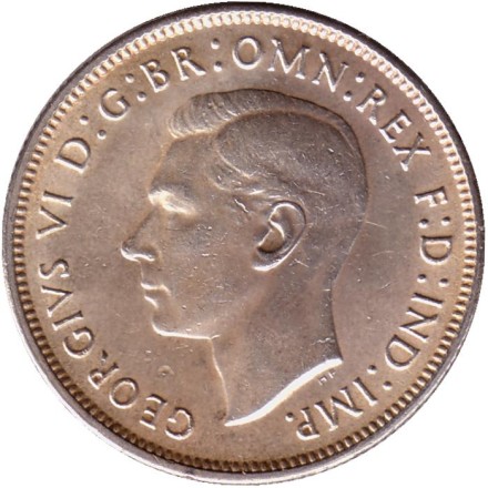 Монета 2 шиллинга (флорин). 1944 год, Австралия. (Отметка монетного двора: "S") Монета 2 шиллинга (флорин). 1944 год, Австралия. (Отметка монетного двора: "S")