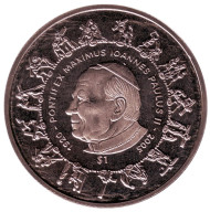 Монета 1 доллар, 2005 год, Сьера Леоне. Иоанн Павел II. Монета 1 доллар, 2005 год, Сьера Леоне. Иоанн Павел II.