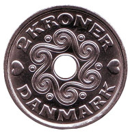 Монета 2 кроны. 2008 год, Дания. Монета 2 кроны. 2008 год, Дания.