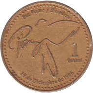 Монета 1 кетцаль, 1999 год, Гватемала. Монета 1 кетцаль, 1999 год, Гватемала.