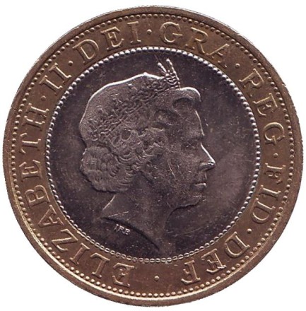 Монета 2 фунта. 2001 год, Великобритания. Столетие трансатлантическому радио. Монета 2 фунта. 2001 год, Великобритания. Столетие трансатлантическому радио.