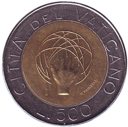 Монета 500 лир. 1983 год, Ватикан. Создание Вселенной.