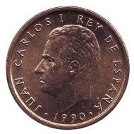 Монета 100 песет. 1990 год, Испания. Хуан Карлос I.