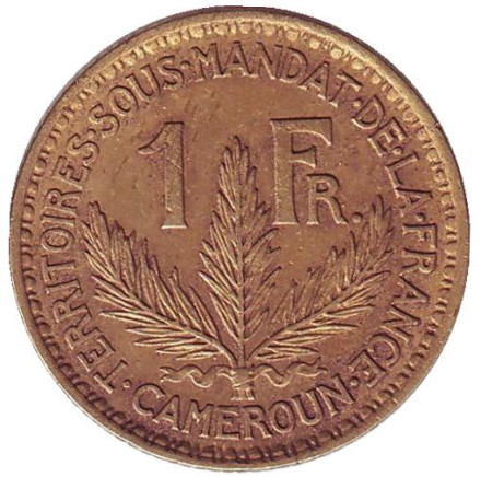 Монета 1 франк. 1926 год, Камерун.