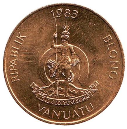 Монета 5 вату. 1983 год, Вануату. Ракушка. Монета 5 вату. 1983 год, Вануату. Ракушка.
